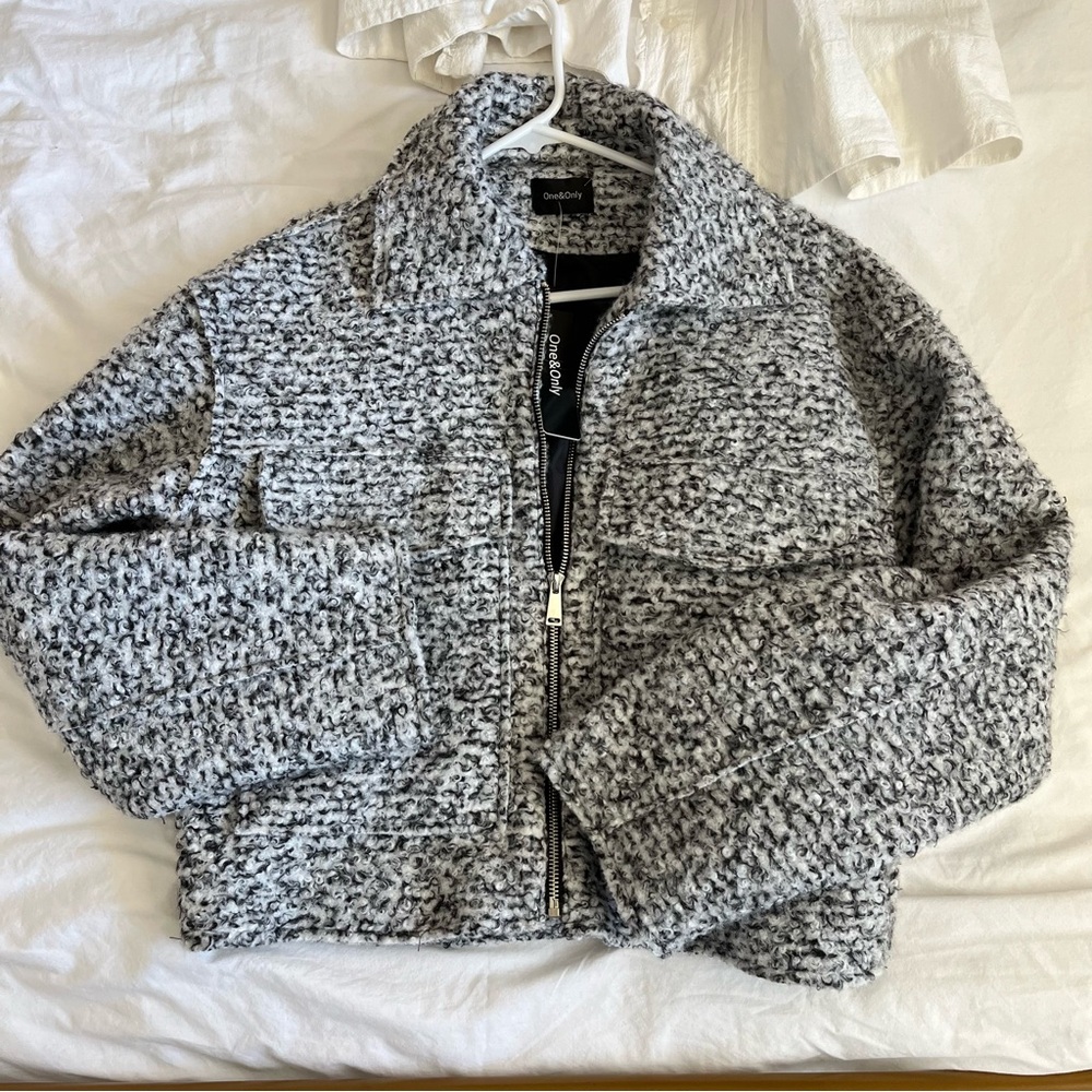 Zara Black and White Tweed Jacket